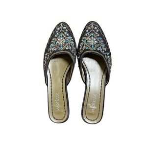 Matisse‎ Embellished Mule Slides Womens Brown Multi Rhinestone Slip On Shoes